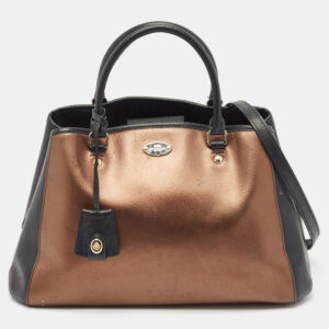Coach Metallic/Black Leather Margot Carryall Satchel