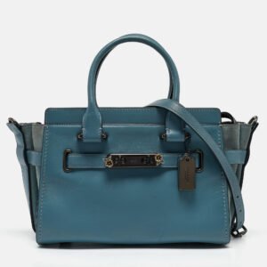 Coach Two Tone Blue Leather and Suede Swagger 27 Carryall Satchel