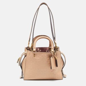 Coach Beige Signature Leather Rogue Tote
