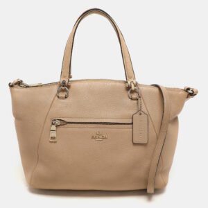 Coach Beige Pebbled Leather Prairie Satchel