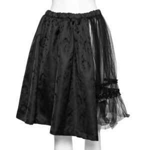 Comme des Garcons Black Mesh and Floral Embroidered Silk Ruffled Detailed Skirt S