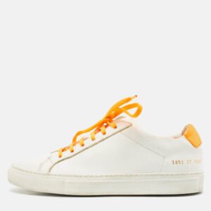 Common Projects White Leather Achilles Low Top Sneakers Size 37