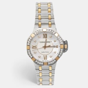 Concord Mother of Pearl Aftermarket Diamonds 18k Rose Gold Stainless Steel Saratoga 02.3.15.1165 Women's Wristwatch 31 mm
