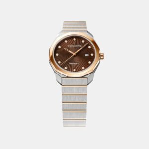 Concord Brown Diamond 18k Rose Gold Stainless Steel Mariner SL 0320527 Quartz Women's Wristwatch 30 mm
