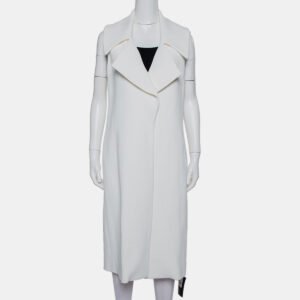 Cushnie et Ochs White Crepe Collared Open Front Coat S
