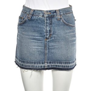 D&G Blue Denim Back Floral Logo Embroidered Mini Skirt S