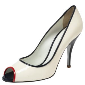 D&G White Patent Leather Peep Toe Pumps Size 41