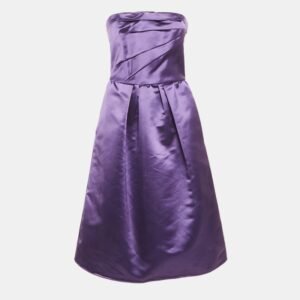 D&G Purple Satin Draped Strapless Short Dress M