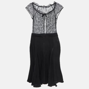 luxury-women-dg-used-clothes-p975235-005 D&G Black Lace and Satin Flared Short Dress S