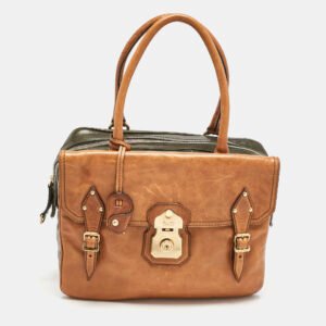 D&G Brown/Olive Green Leather Allyson Satchel