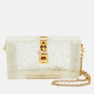 luxury-women-dg-used-handbags-p1159875-011 Dolce & Gabbana Transparent/White Acrylic Lace Dolce Box Bag