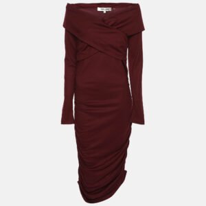 Diane Von Furstenberg Burgundy Wool Blend Bodycon Dress M