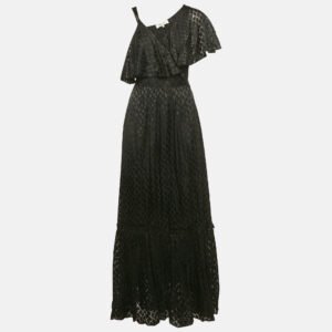 Diane Von Furstenberg Black Chiffon Dobby Wrap Dress S