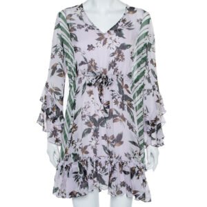 Diane Von Furstenberg Multicolor Silk Ruffled Oversized Mini Dress XS