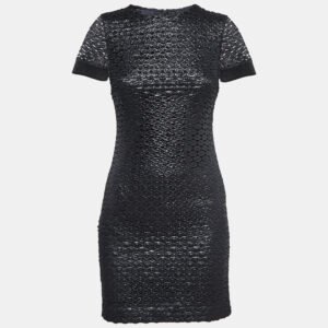Diane Von Furstenberg Metallic Black Lace New Cindy Dress XS