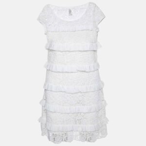 luxury-women-diane-von-furstenberg-used-clothes-p975819-002 Diane Von Furstenberg White Lace Ruffle Detail Arcelia Dress M