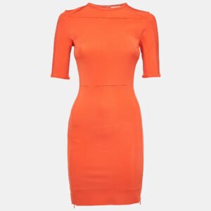 Diane Von Furstenberg Orange Stretch Knit Bodycon Mini Dress XS