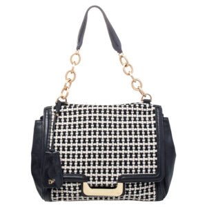 Diane von Furstenberg Black Leather And Fabric Shoulder Bag