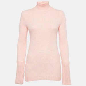Christian Dior Pink Wool Knit Turtle Neck Sweater S