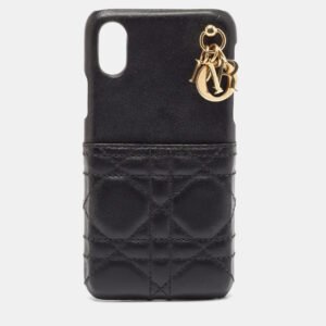Dior Black Cannage Leather Lady Dior iPhone X/XS Case