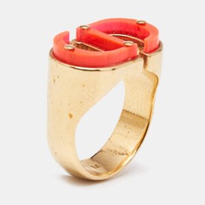 Dior 30 Montaigne Acrylic Gold Tone Ring Size 52