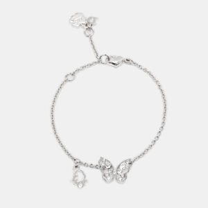 Dior Butterfly Crystals Silver Tone Metal Bracelet