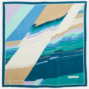 Christian Dior Vintage Blue Printed Silk Scarf