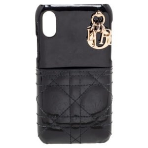 Dior Black Cannage Patent Leather Lady Dior iPhone X/XS Case