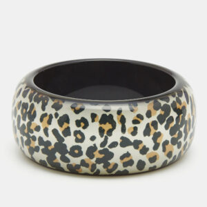 Dior Black Resin Acrylic Leopard Printed Bangle Bracelet