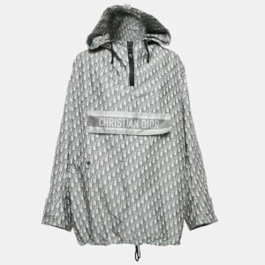 dior grey oblique jacquard taffeta hoodie oversized jacket l
