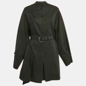 Christian Dior Black Gabardine Belted Midi Dress XL