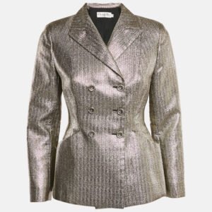 Dior Metallic Herringbone Lurex Double Breasted Blazer S