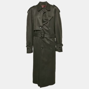 christian dior le connaisseur grey wool blend double beasted trench coat l