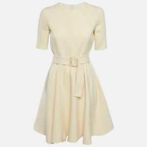 Christian Dior Cream Wool Flared Short Dress M