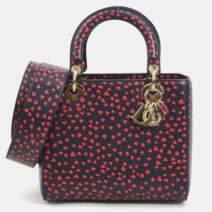 Christian Dior Leather Navy x Red I Love Paris Lady Shoulder Bag