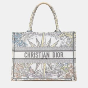 Christian Dior White Multicolor Jacquard Dior Reve D'Anfini Book Tote Bag