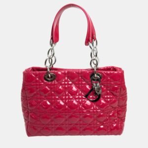 Dior Pink  Leather Lady Dior Tote Bag