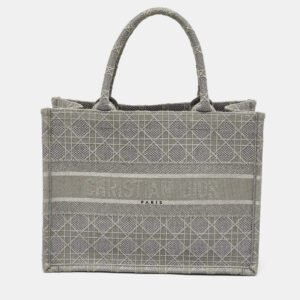 Dior Grey Embroidered Canvas Medium Book Tote