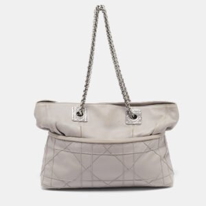 dior grey cannage leather granville chain link tote