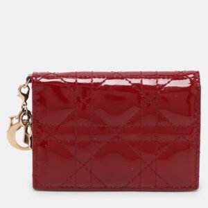 Dior Red Patent Leather Lady Dior Card Holder