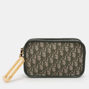 Dior Green Oblique Canvas and Leather Diorquake Clutch