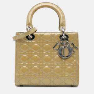 Dior Brown Medium Patent Cannage Lady Dior Bag
