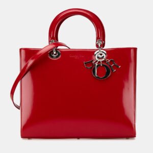 Dior Red Large Patent Lady Dior Bag