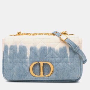 Dior Blue Medium Denim Tie Dye Macrocannage Caro Bag