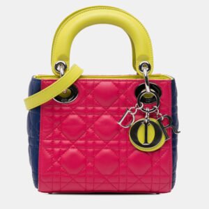 Dior Tricolor Lambskin Cannage Mini Lady Dior Tote Bag