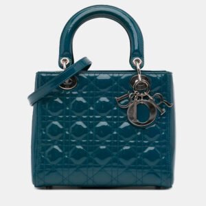 Dior Turquoise Blue Patent Leather Cannage Medium Lady Dior Bag