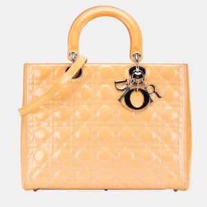 Dior Brown Patent Leather Cannage Lady Dior Handbag