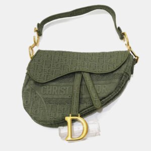 Dior Khaki Canvas Oblique Saddle Shoulder Bag