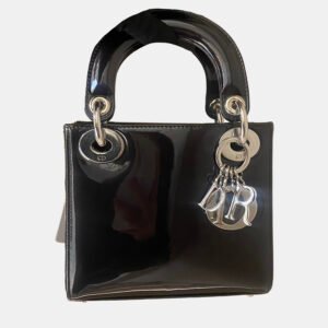 Dior Lady Dior Mini Bag Black & Grey Patent Leather