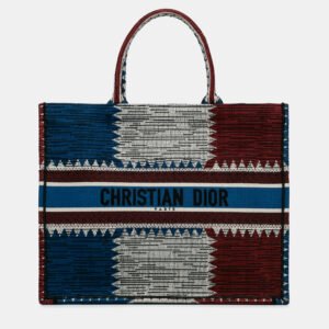 Dior Blue/Red Large French Flag Book Tote Bag